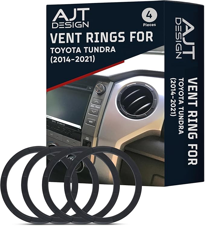 AJT DESIGN Compatible Toyota Tundra Interior Bundle | Fits 2014-2021 Models | Matte Black Chrome Delete (Cup Holder, Gear Shifter & Shift Gate Trim Rings), Vent Rings and Key Fob Case | Made in USA