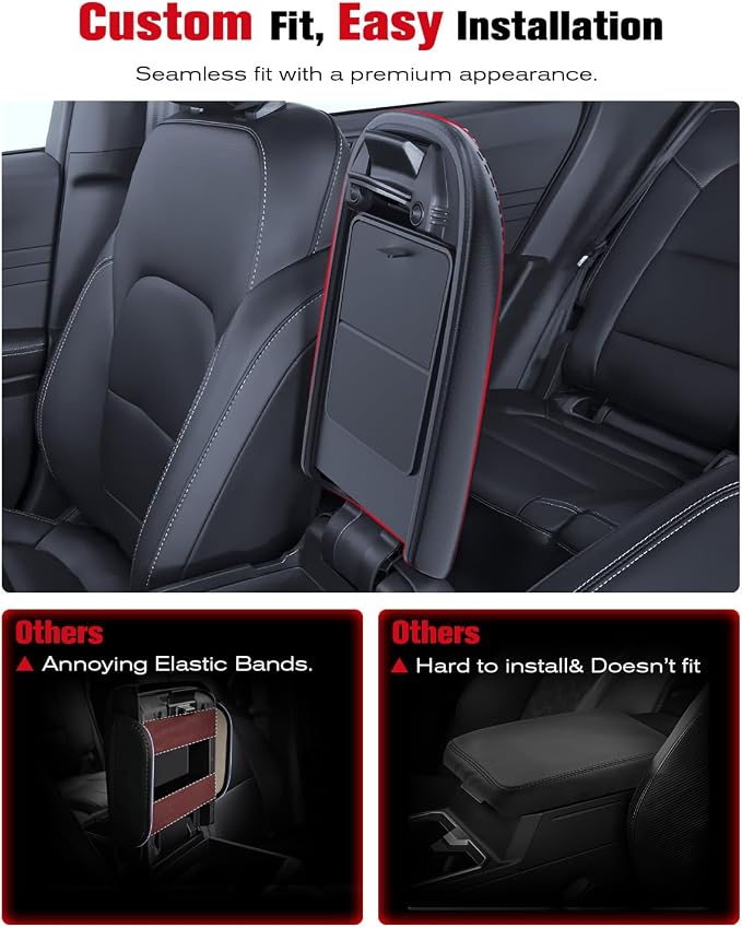 for 2020-2026 Ford Escape & 2021-2026 Bronco Sport CX430 2-in-1 Silicone Center Console Armrest Cover& Armrest Hidden Privacy Tray - [OEM Design& Friendly Liquid Silicone Rubber] - Thin Black