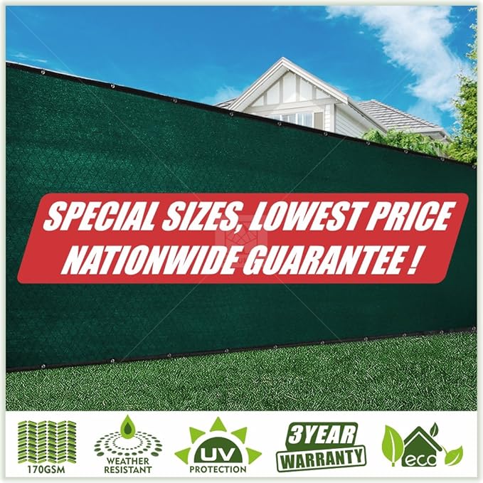 ColourTree 4' x 10' Green Fence Screen Privacy Screen - Commercial Grade 170 GSM - Heavy Duty - Cable Zip Ties Included