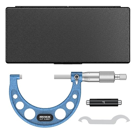 HDLNKAK Outside Micrometer Set, 2-3" Machinist Micrometer, 1 Pcs Machinist Tool Set, 0.0001" Graduation Micrometer Set, Alloy Precision Micrometer, Micrometer Standard Set with Case