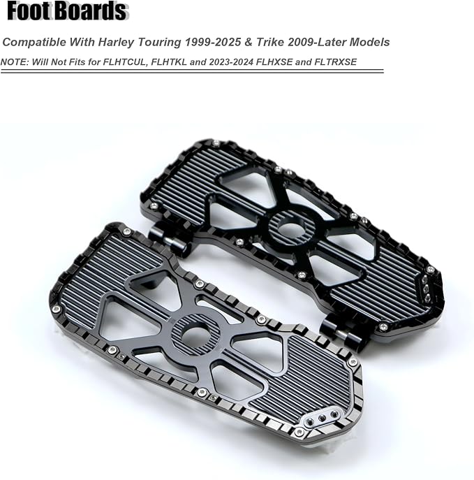 Foot Pedal Floorboard for Harley Touring/Road King/Road Glide/Street Glide/Electra Glide/CVO Tri Glide 1999-2025 & 2009-Later Trike Models (Black)