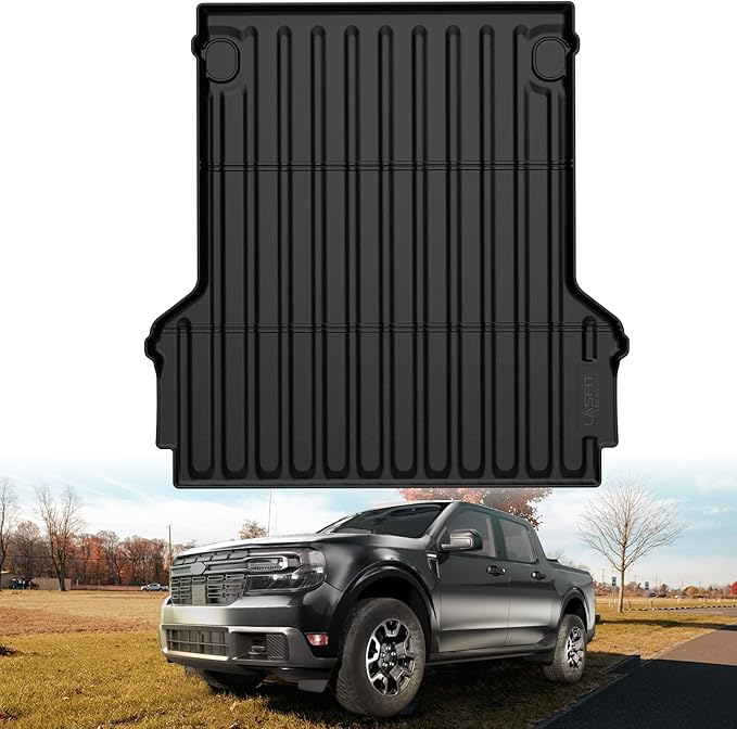 LASFIT Truck Bed Mat for Ford Maverick 2026 2025 2024 2023 2022 Hybrid & Gasoline TPE All Weather Truck Bed Liner Custom Fit Bed Mat(Not fit with Drop-in Bed Liner), 1PC Black