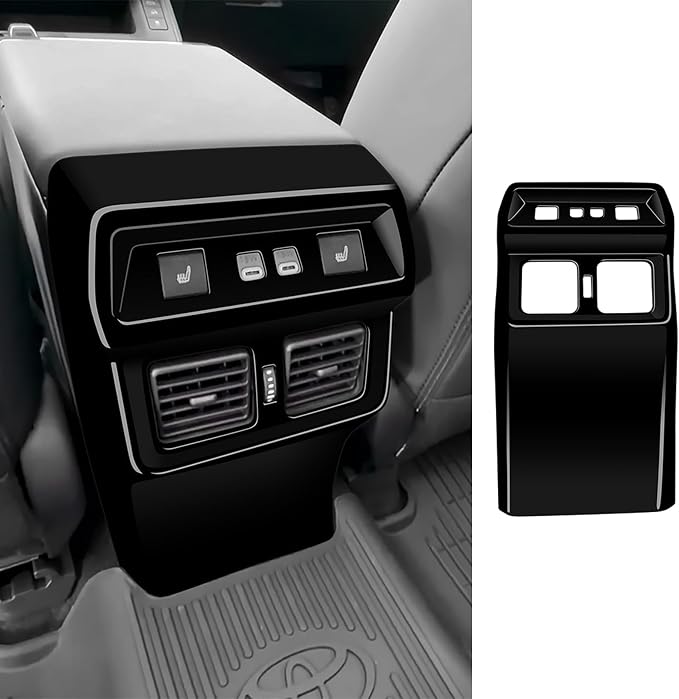 Rear Air Vent Anti-kick Panel Cover Compatible with Toyota RAV4 XLE Premium/SE/XSE/Limited/Woodland 2026+, ABS Rear Air Conditioner Outlet Vent Trim, Back Seat Air Vent Frame for RAV4 2026 (Black)