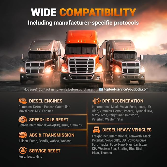ANCEL HD8000 Heavy Duty Truck Diagnostic Scanner, Advanced Diesel Scanner with DPF Regen, Idle & Speed Limit Adjustment, Full-System ECU Diagnostics, Lifetime Free Updates