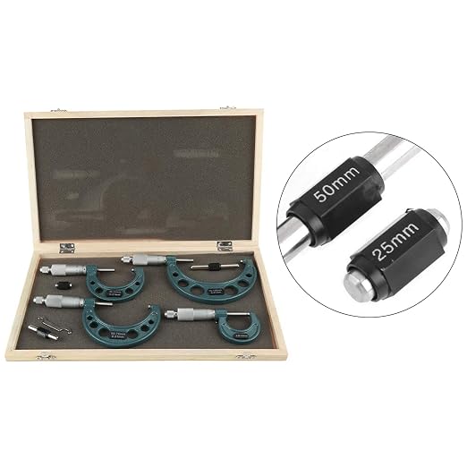 4pcs Metric Outside Micrometers Set 0-4 Inch Professional External Micrometer Thickness Gauge Measuring Calipers 0.01mm Accuracy with Case