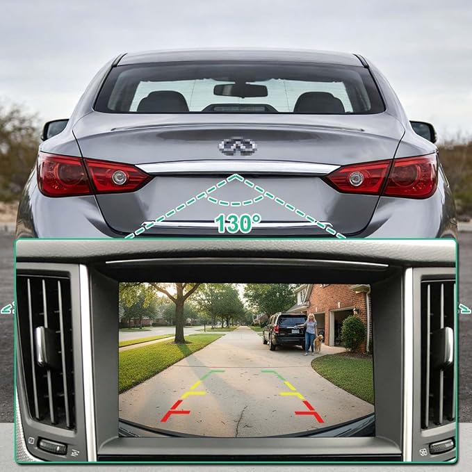 28442-4GA0B 4PIN Rear View Camera Replacement for Infiniti Q50 w/o AVM 2014-2019 & Infiniti Q50 Hybrid w/o AVM 2014-2018, OE Backup Cam Replaces 28442-4GA1B, 284424GA0B, 284424GA1B by GreenYi