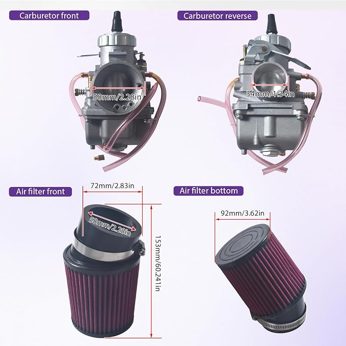 SJVLXHI VM34 Carburetor Kit, For GX390 / 420cc Predator,58mm Air Filter Red
