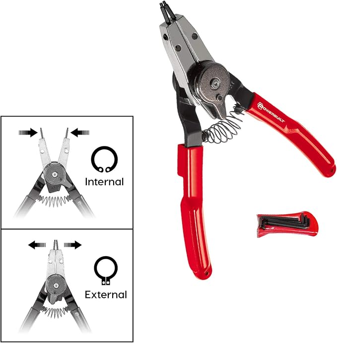 Powerbuilt 2 Pc. 16 in. / 7 in. Heavy Duty Snap-Ring Piston Ring Pliers Set, Internal/External Circlip Plier - 240178