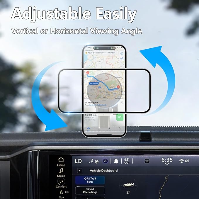 for Jeep 2024 2025 2026 Wrangler JL JLU Gladiator JT 4XE Phone Mount, Magsafe Phone Holder for Jeep Wrangler Gladiator 2/4 Door Accessories, Made of Metal, for All Smartphones (NOT fit JK JKU)