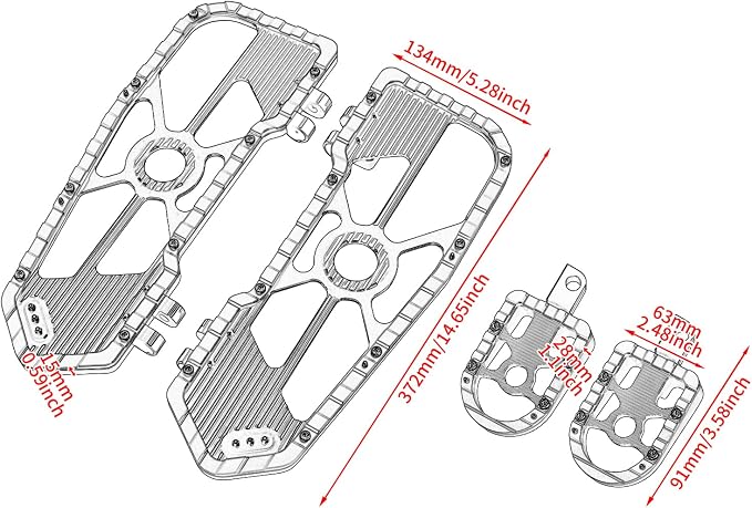 Motorcycle Floorboards Set Driver Front Footboards and Rear Passenger Foot Pegs Kit Offroad MX Style Fit for Harley Touring Road King Road Glide Electra Glide Street Glide (Blue Edge)