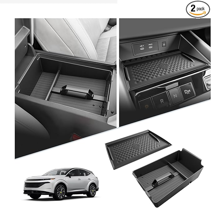 SKTU 2-Pack for 2025 2026 Nissan Murano Center Console Organizer for 2025 2026 Nissan Murano (SV/SL/Platinum) Console Tray & Wireless Charging Mat Nissan Murano 2025 2026 Accessories Non-Slip Pad