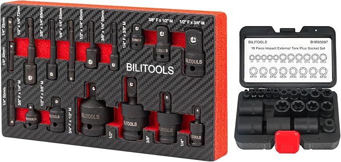 External Torx Plus Socket Set 6 Point EP Socket with Socket Adapter Set