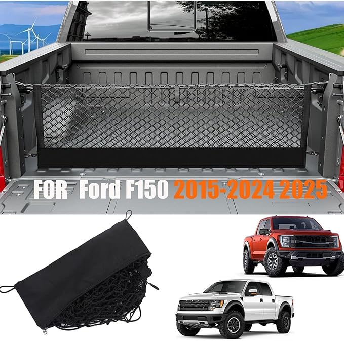 Envelope Style Truck Bed Cargo Net Compatible with Ford F150 2015-2024 2025,Highly Elastic Truck Cargo Net for F150 Accessories