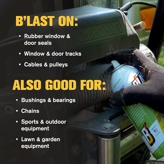 B’Laster Silicone Lubricant Spray, 11 oz Aerosol Cans (12-Pack) – Silicone Spray Lubricant for Rubber & Plastic, Garage Door & Window Track Lubricant, Clean Non-Greasy Finish