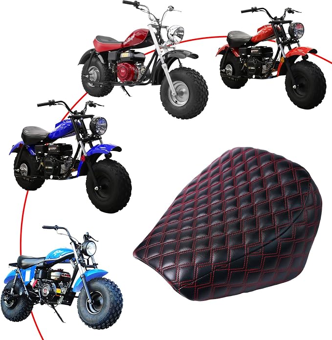 JMCHstore Red Retro Design Mini bike Seat for Massimo TrailMaster Hurricane MB200 MB200-2, for Baja Warrior WR65, Mini Baja, Baja heat Carbon 6.5 196cc HT65 MB165 Trail bike Cushion Replacement parts