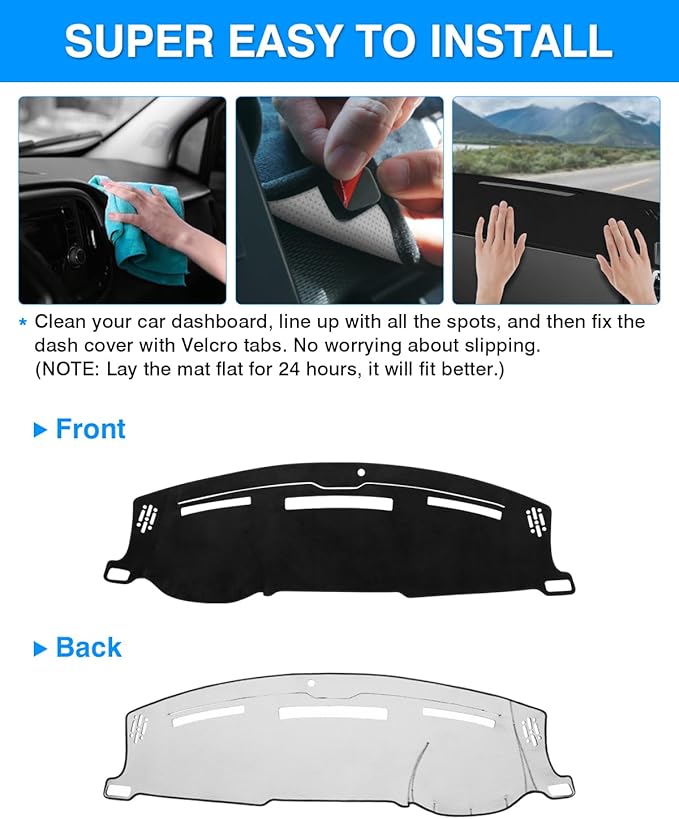 Autorder Dashboard Cover Mat for 2009 2010-2018 Dodge Ram 1500 2500 3500 Accessories Dash Cover Flannel Dash Mat Sunshade Glare UV Rays Protector (Without Hud)