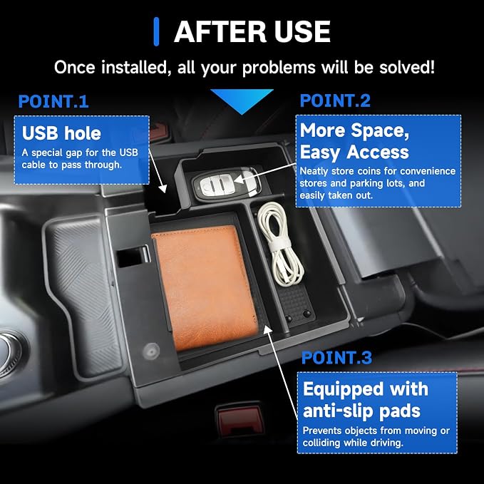 SXCY 2PCS for 2025 2026 Ford Explorer Screen Back Tray + Center Console Organizer for Ford Explorer 2025 2026 Accessories for 2025 2026 Ford Explorer Dashboard Organizer 26 Explorer Accessories(Black)