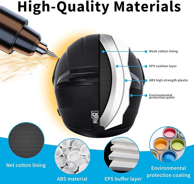 Motorcycle Bluetooth Modular Helmet, DOT FMVSS-218 Approved Flip Up Full Face Motorcycle Dual Visor Helmet, with Dual Speakers and Microphone, for Adults Men and Women