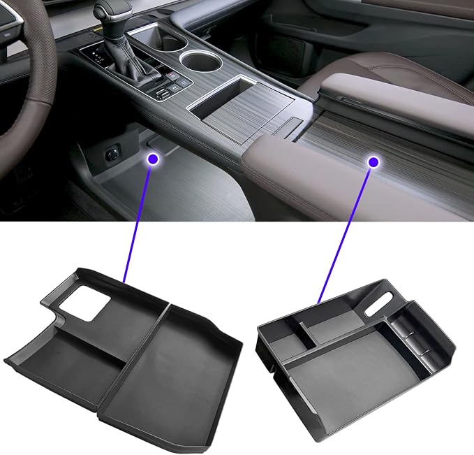 2pcs 2023 2024 2025 2026 Sienna PU Leather Center Console Storage Tray for 2021-2025 2026 Toyot a Sienna Accessories Center Console Tray Sienna 2024 Lower Center Console Organizer(Leather Pad)