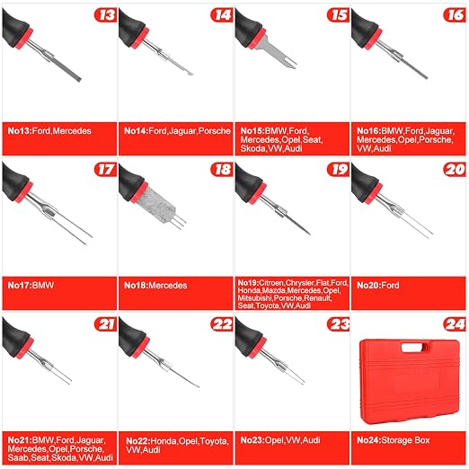 23-Piece Terminal Removal Tool Set with Stainless Steel Tips | Ergonomic Rubber Handle and Carrying Case, Universal Electrical Terminal Release Kit for Vehicles