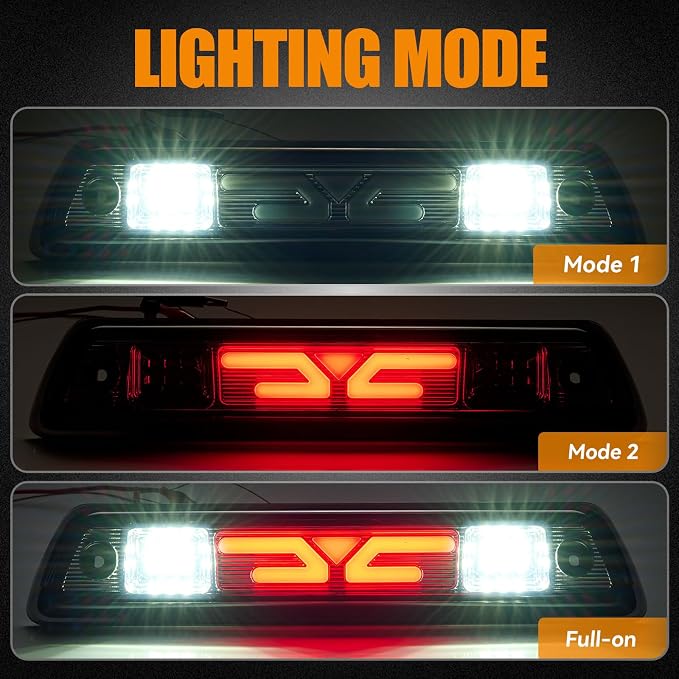 Third 3rd Brake Light, LED High Mount Stop Light for 2009-2014 Ford F150, 10-14 Lincoln Mark LT, Rear Center Cab Roof Tail Cargo Lamp, DOES NOT FIT SVT Raptor & Models with Hill Descent Control