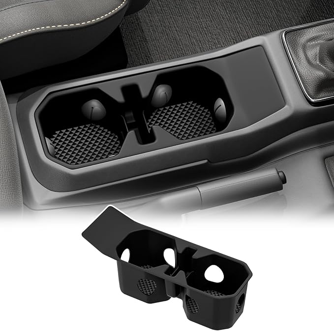 Center Console Cupholder Organizer for 2018-2025 Jeep Wrangler JL JLU 4XE/Gladiator JT Center Console Cupholder Insert Storage Tray for Wrangler&Gladiator(Center Console Cupholder Organizer)
