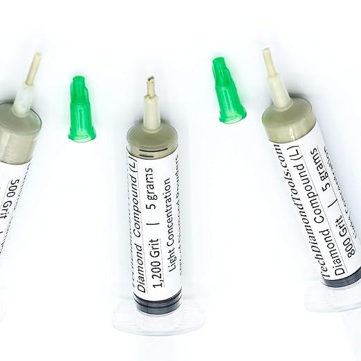 TechDiamondTools Kit of 3 Diamond Lapping Paste Polishing Compound USA Made 500 800 1200 Grit Lapping Compound for Rock Glass Metal Jewelry Resin Marble with 10% of Diamond Powder
