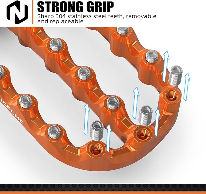 NICECNC Flat Foot Pegs Footpeg Compatible with 390 Adventure 2020 2021 2022 2023 2024, Foot Pedals, Anodization, CNC-machined, Orange