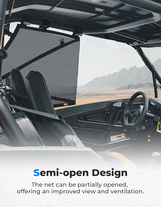 KEMIMOTO XP 1000 Window Mesh Net Roll Cage Side Window Mesh Shield Protective Door Net Compatible with 2014-2023 Polaris RZR XP 1000/ 2016-2021 RZR XP Turbo 2 Door