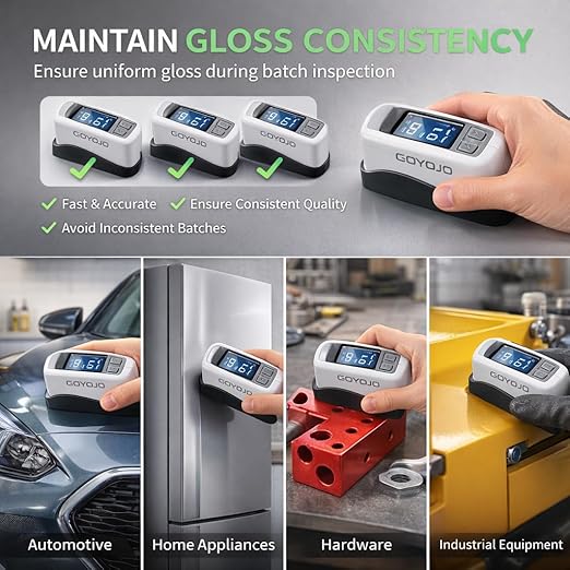 High Precision Degree Gloss Meter 60° for Floor, Plastic, Cars Paint, Marble, Measurement Range 0-200GU with 320 * 240 Color Screen & USB Charging, Supports Computer QC Software for Data Analysis