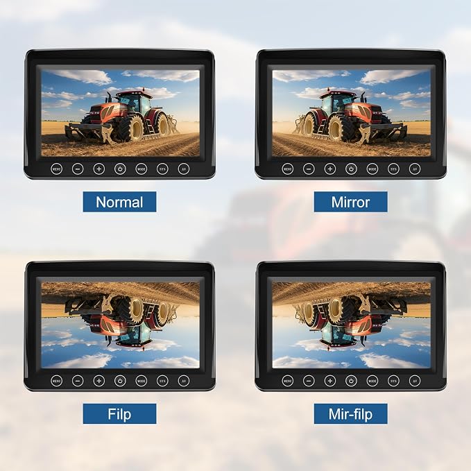 Wired Reverse Rear View Backup Camera 7" 1080P AHD Monitor, IP69K No Water Leakage Camera, Night Vision, Vibration-Proof 10G for Excavator/Tractor/Truck/Caravan/Skid Steer/Heavy Equipment BX71