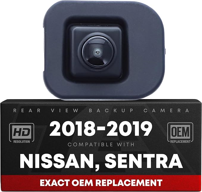 Rear View Backup Camera, Reverse Park Assist - Compatible with 2018-2019 Nissan Sentra - Plastic, Glass - Vehicle Parking Camera Replacement - OEM 284424AF0B, 284429TB0D, 590-171, NI1960155