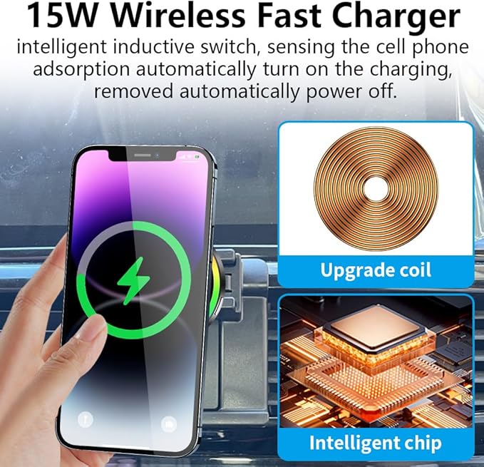 Car Magnetic Phone Mount for Mazda CX-5 CX5 2013 2014 2015 and Mazda CX-5 Sport 2016 Auto Interior Accessories Best Cellphone Holder Fast 15W Wireless Charger Cell Phones Charging Screen Stand
