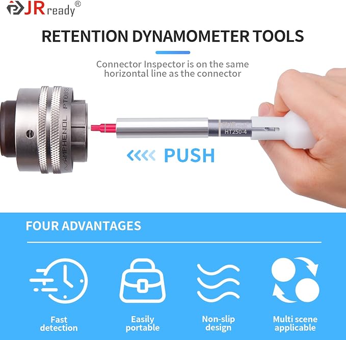 JRready ST5245-HT250 Electrical Tension Test Tools，20# Socket and Pin Tester Tips Work with The HT250-4 Adjustable Retention Dynamometer Tool Set in Electrical System Tools(RED)