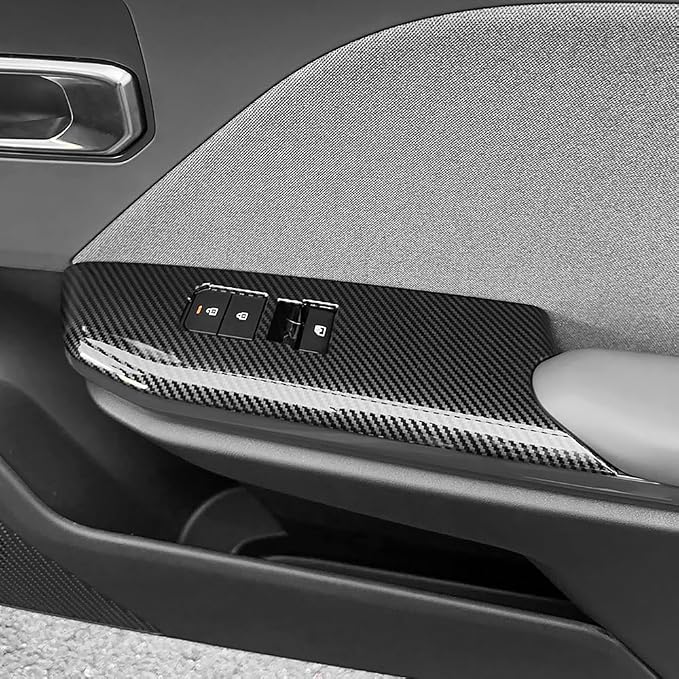 Car Interior Window Switch Panel Cover Side Door Glass Lock Control Button Cover Compatible with Kia K4 2025-2026 Accessories (Carbon Fiber Style)