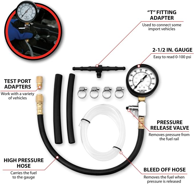 Performance Tool W80595 Fuel Injection Pressure Tester - Essential Tool for Diagnosing Fuel System Issues in Vehicles