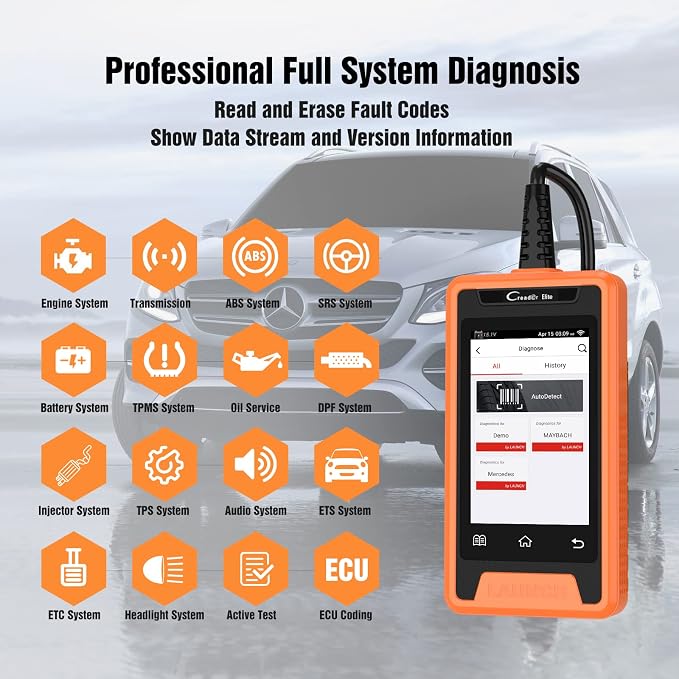 Launch Code Reader, All Systems Bi-Directional Professional Automotive Diagnostic Scan Tool