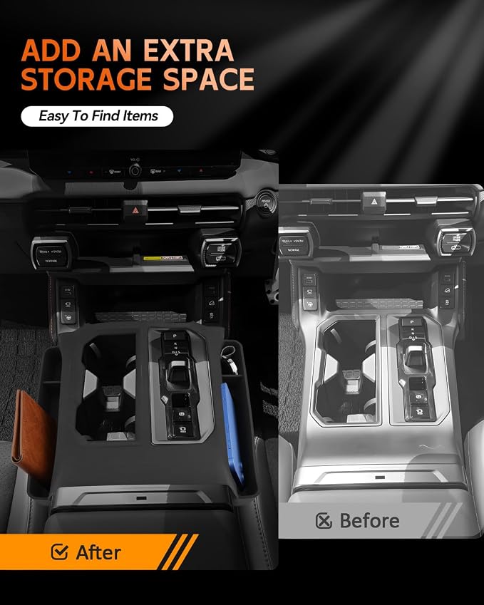 for 2026 Toyota RAV4 Gear Shift Panel Cover with Side Pocket Storage Silicone Shifter Console Protector with Organizer Pouch 6th Gen RAV4 (LE/XLE/SE/XLE Premium/Woodland/XSE) Accessories