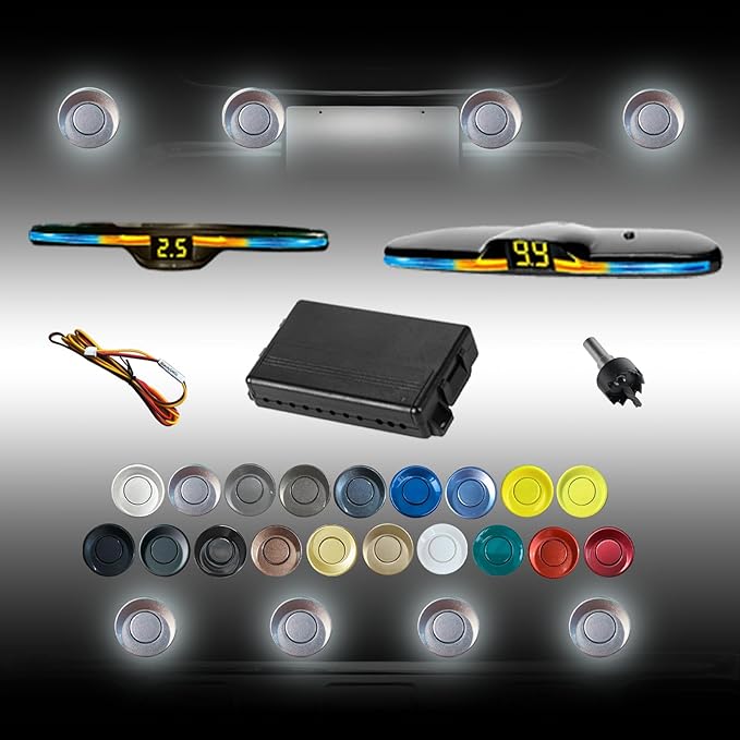 New Features Forward and Reverse Parking sensors, Option to Measure Distance in inches, bidirectional Display Option, and Customizable Digital Direction 18 Color Probes to Choose from(Grey)
