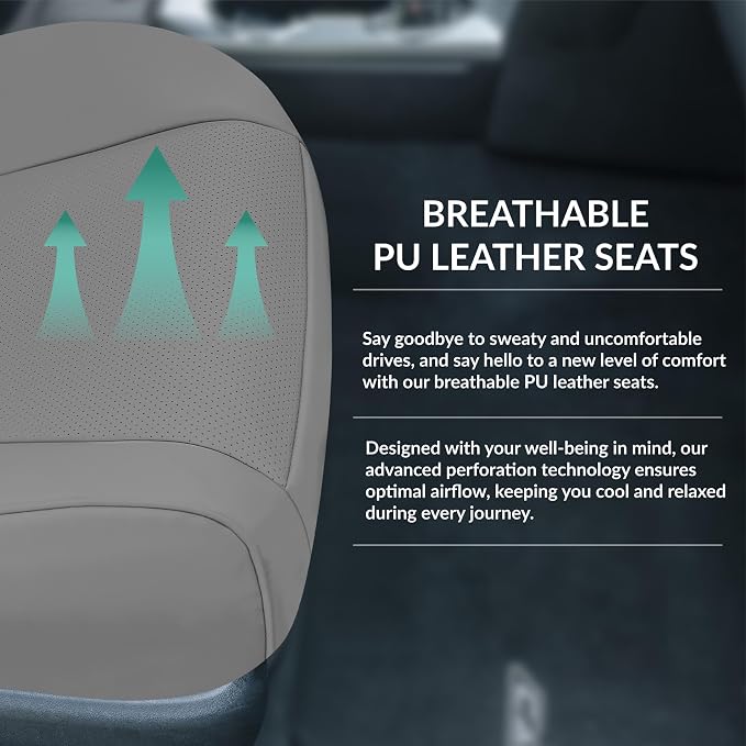 FH Group Custom Fit Seat Covers Specifically Made for 2012-2017 Toyota Camry LE | SE | XSE | XLE - Faux Leather, Waterproof Car Seat Cover, Front Set Solid Gray