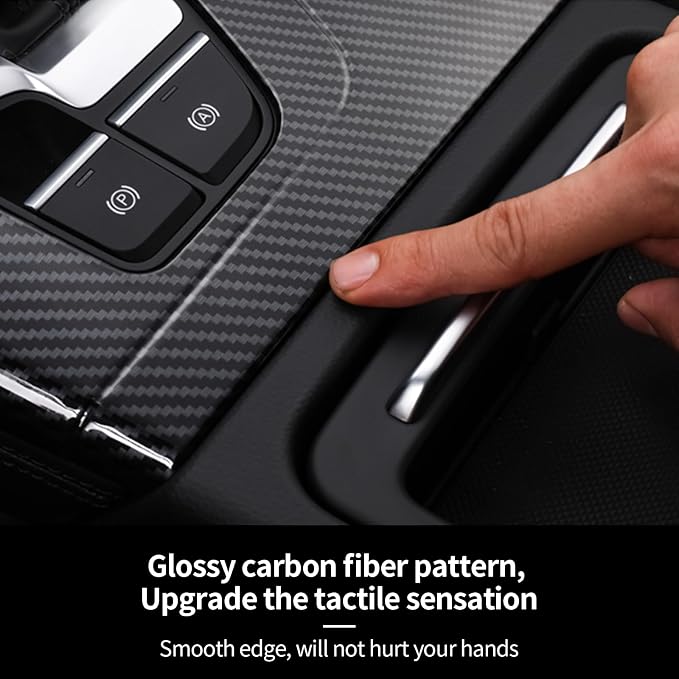 Center Console Gear Shift Panel Cover Compatible with Audi Q5 2018-2021, Console Gear Shift Trim Protective Frame for Audi Q5 2018-2021 LHD, ABS Carbon Fiber Q5L Interior Accessories