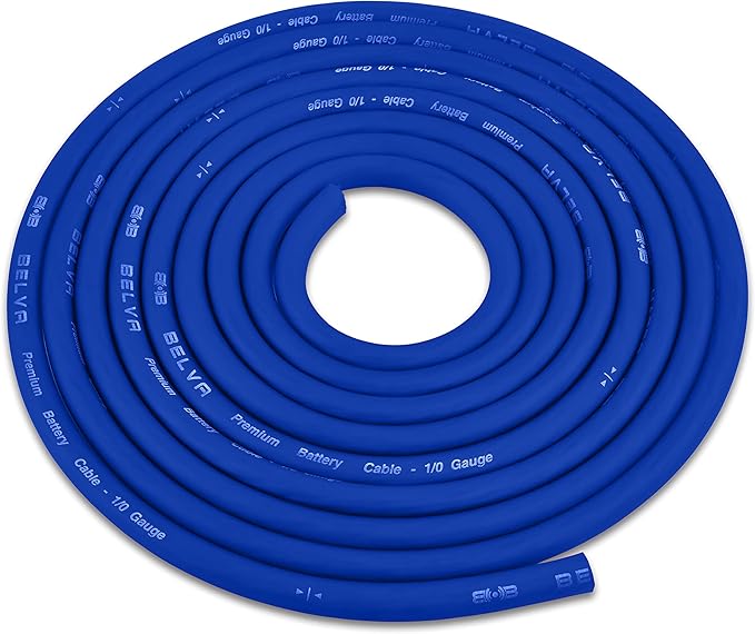 Belva True 1/0 Gauge AWG Premium CCA Complete Amplifier Wiring Kit with OFC 2-Channel RCA Cable - BAK02BL Blue