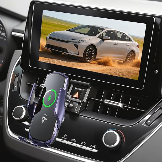 Car Phone Mount for 2019-2026 Toyota Corolla / Corolla Hatchback & 2022-2026 Corolla Cross, 15W Qi Wireless Fast Charging Auto-Clamping Center Console Phone Holder, 360° Adjustable, No Airflow Block