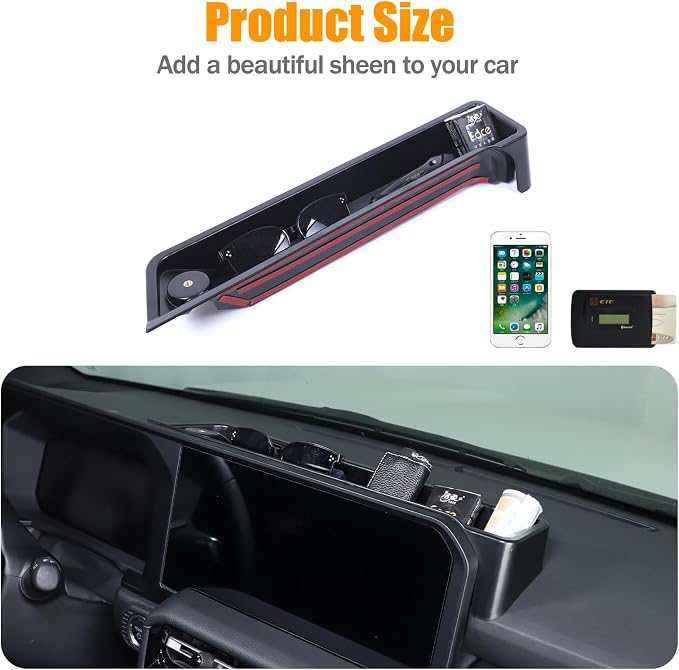 Center Console Dash Organizer Tray Compatible with Toyota Land Cruiser 250 Prado 2024 2025 2026 Navigation Screen Rear Insert Auxiliary Storage Box,Phone Holder Accessories (Style F (Without bracket))