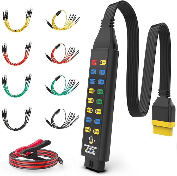 OBD2 Breakout Box Auto OBDII Protocol Detector | 16-Pin Diagnostic Tool with Ground, Power & Protocol Circuit Detection with Jumper and Clips