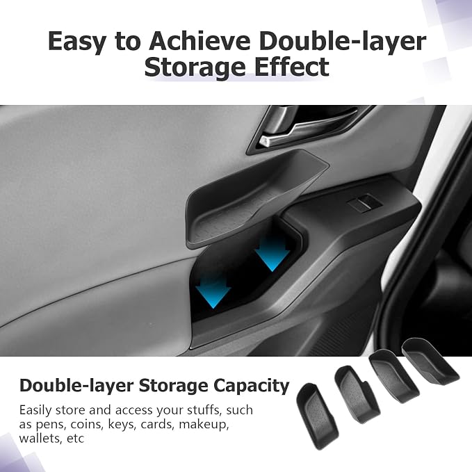 LUWU 2026 RAV 4 Car Door Side Organizer Compatible with 2026 RAV 4 Accessories Car Door Storage Box Insert Tray Center Console Organizer Armrest Storage Box TPE Material 4-Pack
