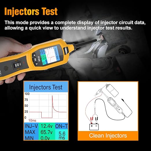 Flutree P185 9-30V Power Circuit Probe Tester | 40FT Cable, Injector Test & Clean, Battery, Relay & Fuse Tester, Breaker Finder, Wire Tracer, 12/24V Cars Trucks Trailers