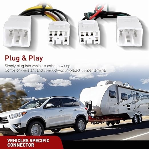 Nilight 4 Pin Trailer Wiring Harness Kit 56165 Vehicle Standard 4 Way Connector Custom for 2006 2007 2008 2009 2010 2011 2012 Toyota RAV4 Simple Fit Tow Hitch Accessories
