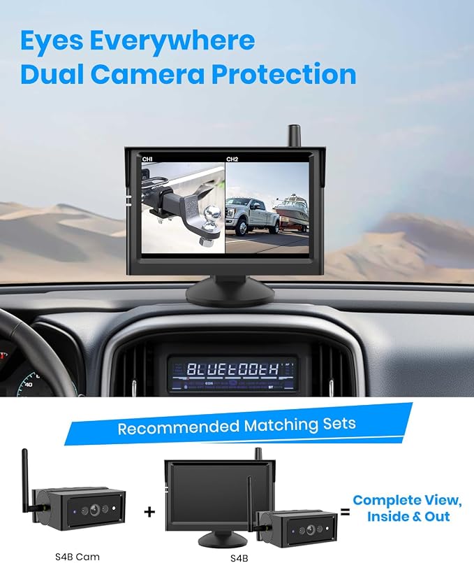 AUTO-VOX Magnetic Wireless Backup Camera, 1080P HD Trucks Camera with IR Night Vision, IP69K Waterproof, Compatible with Solar 4B/S46/S46PRO Monitor, Single Camera for RV, Truck & Trailer(Single Cam)