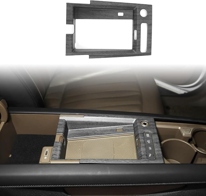 YOUTOOCAR Center Console Wireless Charging Pad Frame Cover Trim Compatible with Kia EV9 2024-2026 Accessories (Wood Grain)